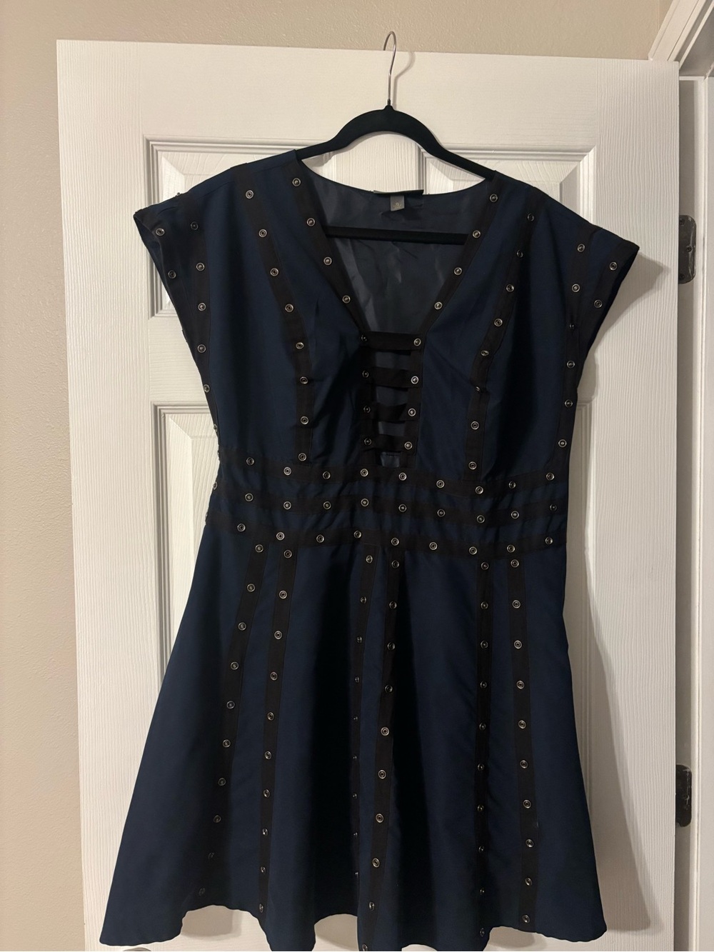 Zac Posen for Target Navy Eyelet-Striped Fit & Flare Mini Dress